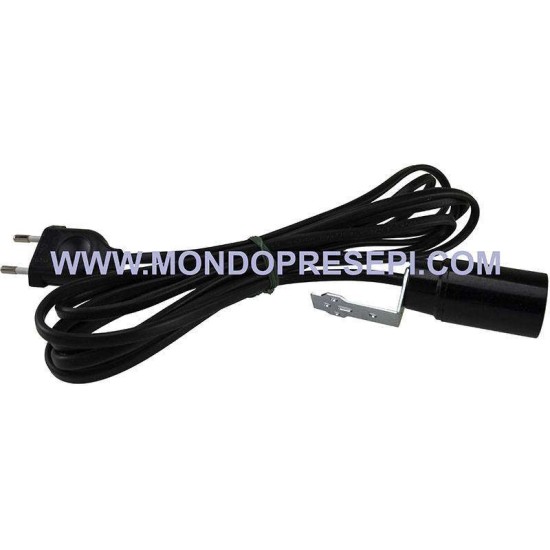 Portalámpara E14 con soporte completo de cable de 3 m y enchufe.