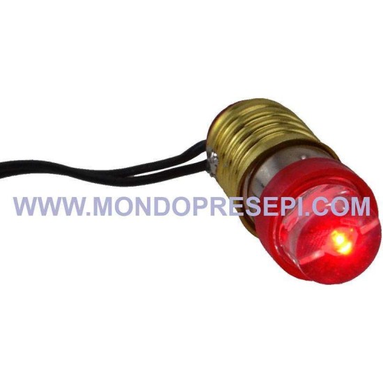 LED E10 rojo con portalámparas y clavija Mondo Presepi
