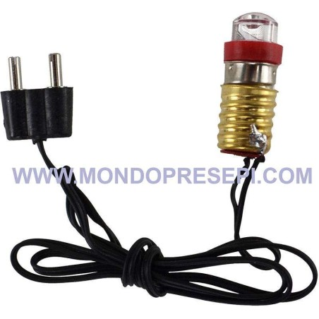 Red E10 LED with lamp holder and plug