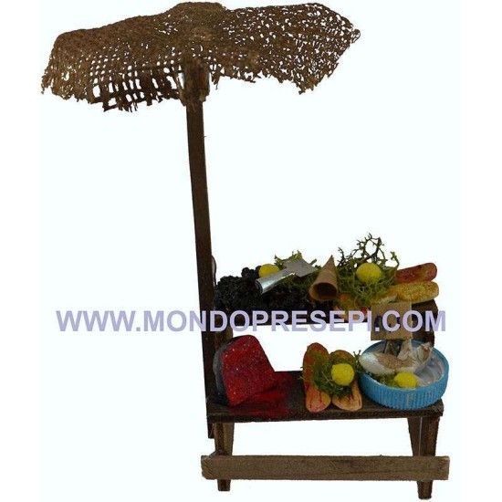 Banco del pesce con ombrellone cm 8x5x5 h. Mondo Presepi