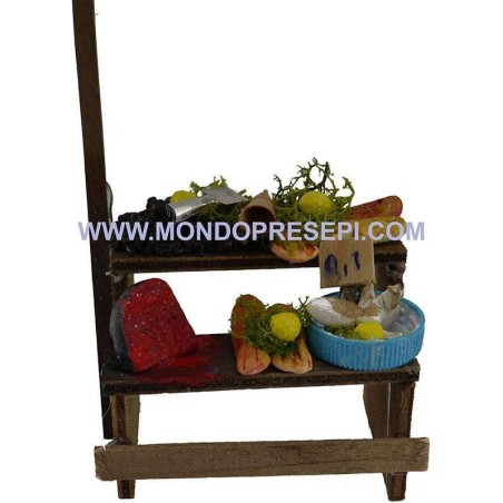 Banco del pesce con ombrellone cm 8x5x5 h. Mondo Presepi