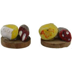 Set of 2 cutting boards with salami and cheese ø 1.8 cm