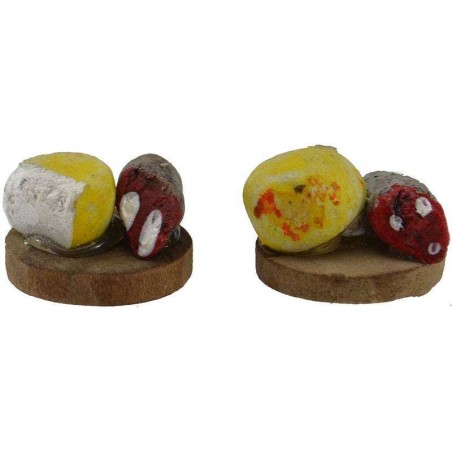 Juego de 2 tablas con salami y queso ø 1,8 cm Mundo Pesebres