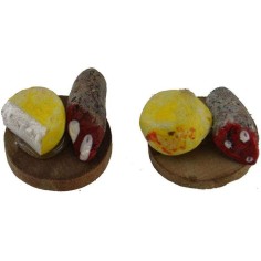 Juego de 2 tablas con salami y queso ø 1,8 cm Mundo Pesebres 2