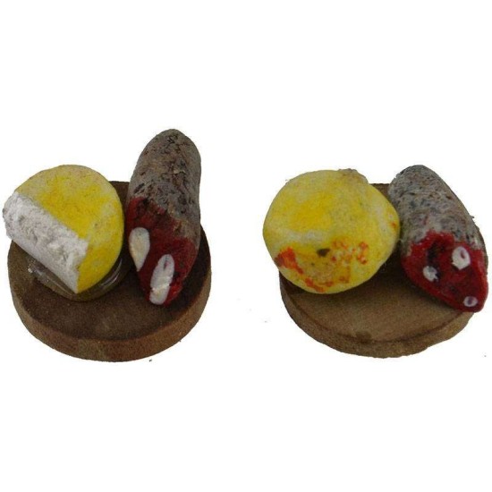 Juego de 2 tablas con salami y queso ø 1,8 cm Mundo Pesebres