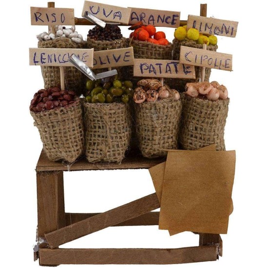 Counter with sacks of fruit and vegetables cm 10x4,5x14 h.