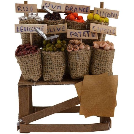 Counter with sacks of fruit and vegetables cm 10x4,5x14 h.