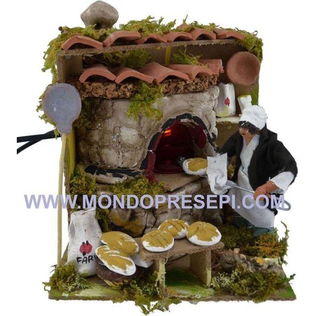 Fornaio in movimento con luce fuoco cm 10-11 Mondo Presepi