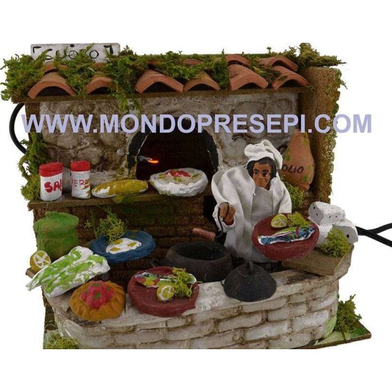 Cocinero con horno funcionando cm 10-11 Mundo Pesebre