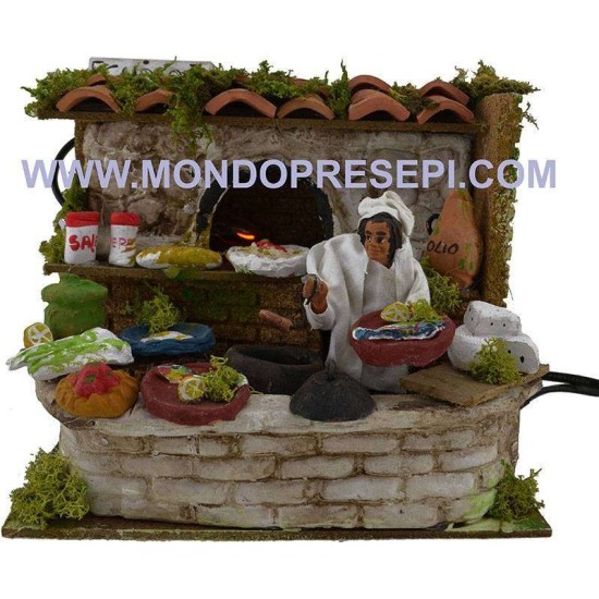 Cocinero con horno funcionando cm 10-11 Mundo Pesebre