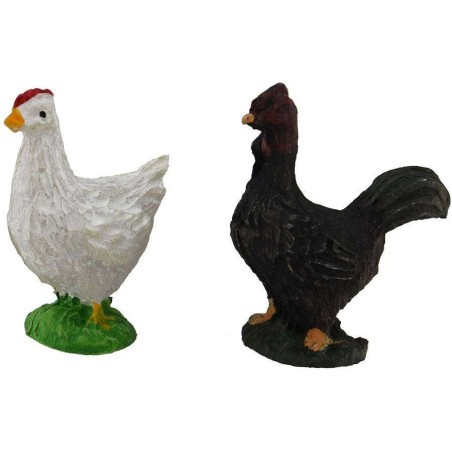 Conjunto de 2 gallinas de 3,5-4 cm Mundo Pesebre