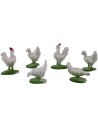 Conjunto de 6 gallinas de 1,5 cm