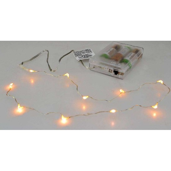 10 Micro LED a pilas luz blanca cálida Mundo Belén