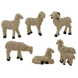 Conjunto de 6 ovejas de resina para estatuas de h. 
