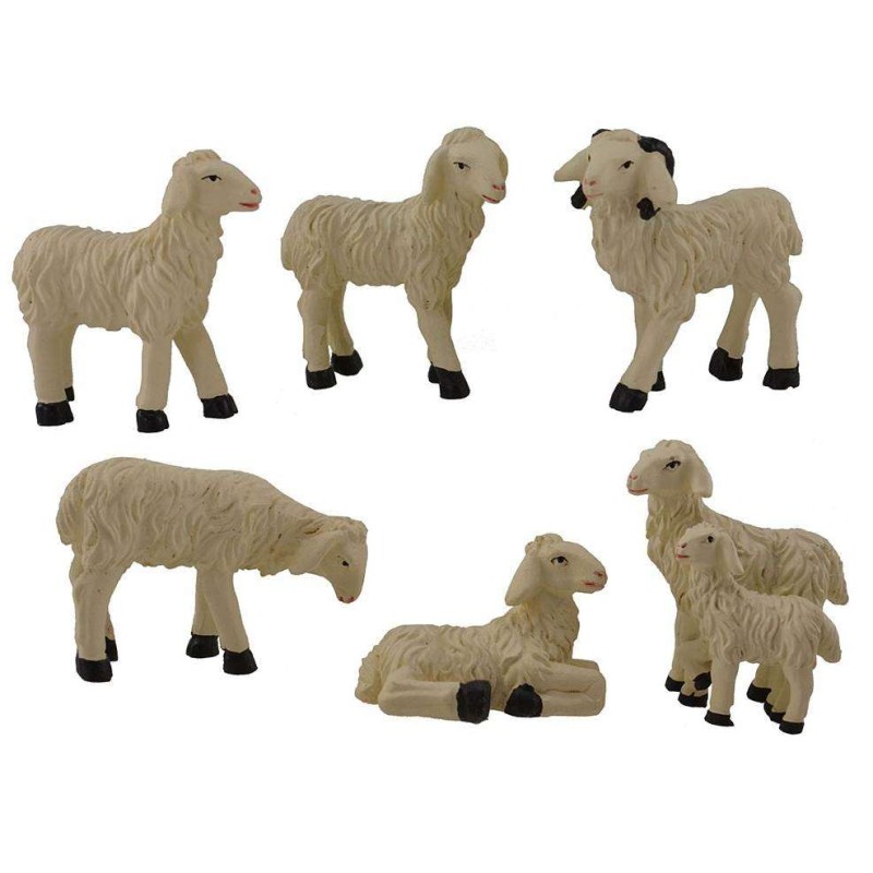 Set 6 pecore in resina per statue h. 10 cm Mondo Presepi