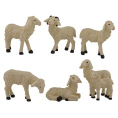 Juego de 6 ovejas de resina para estatuas de 15 cm de altura.