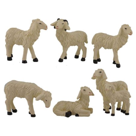 Juego de 6 ovejas de resina para estatuas de 15 cm de altura.