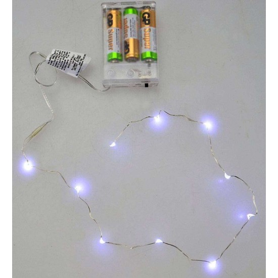 10 Micro LED a pilas luz fría Mundo Pesebres