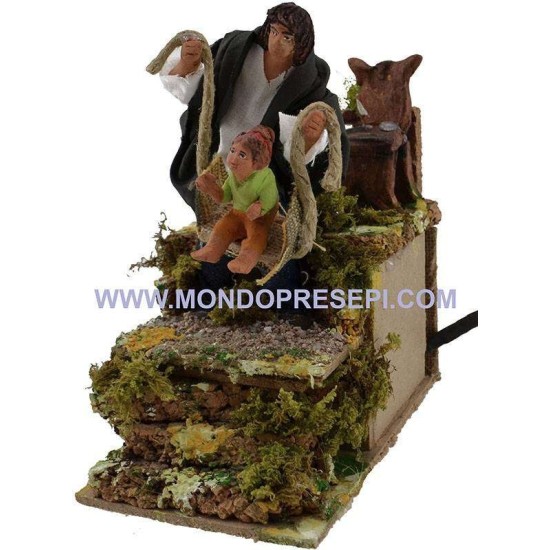 Papá que juega con la niña cm 9-10 - Estatuas de terracota en