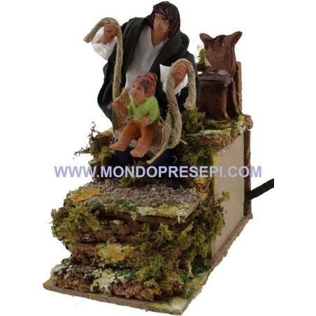 Papá que juega con la niña cm 9-10 - Estatuas de terracota en