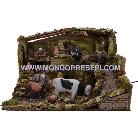 Scena presepe con 4 movimenti 12 cm Mondo Presepi