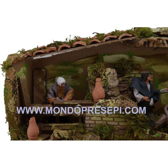 Scena presepe con 4 movimenti 12 cm Mondo Presepi