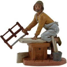 Falegname con segna 12 cm Fontanini -statue presepe Mondo