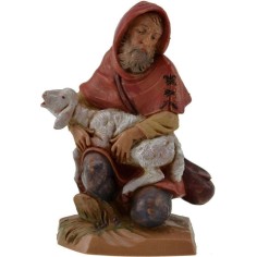 Shepherd sitting with sheep 12 cm Fontanini