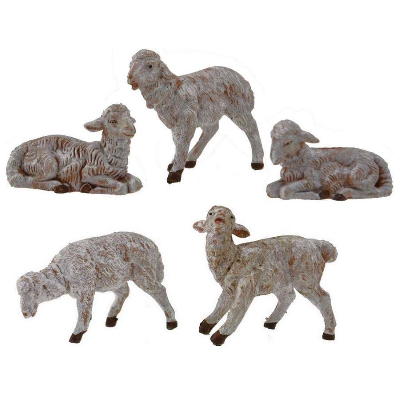 Set 5 pecore Fontanini per statue cm 12 Mondo Presepi